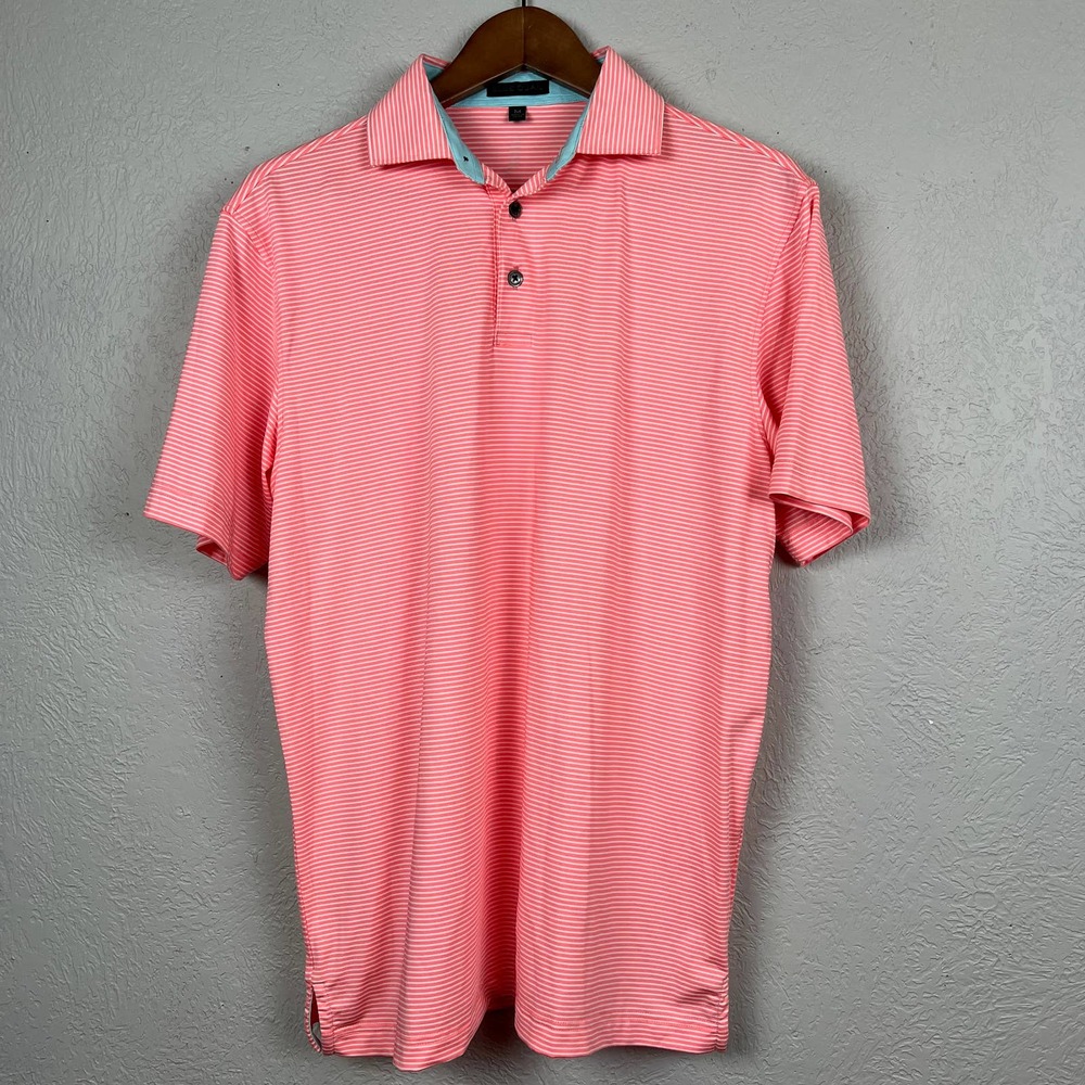 Blue Quail Stripe Polo Golf Pink White - M